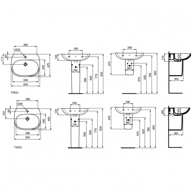 Ideal Standard praustuvas 550x450 Tesi (Light Design) T352301 2