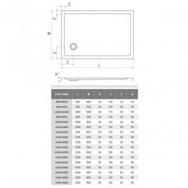 Roth dušo padėklas 1500x800 Flat Stone 3