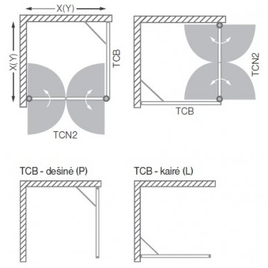 Roth kvadratinė dušo kabina TCN2+TCB 900x900 2