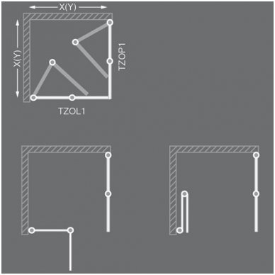 Roltechnik kvadratinė dušo kabina TZOL1+TZOP1 900x900 2