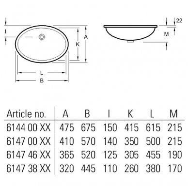 Villeroy&Boch po stalviršiu montuojamas praustuvas 500x350 Evana 61470001 2