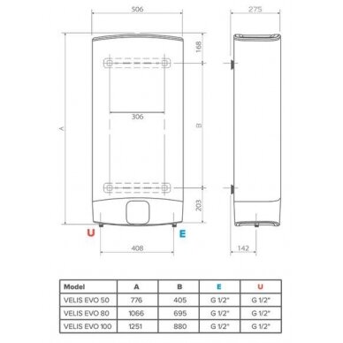 Ariston vertikalus elektrinis vandens šildytuvas Velis Evo 100 3