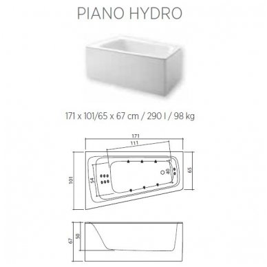 Balteco masažinė vonia Piano Hydro 3