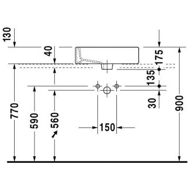 Duravit baldinis praustuvas montuojamas iš viršaus 500x470 Vero 045250 3