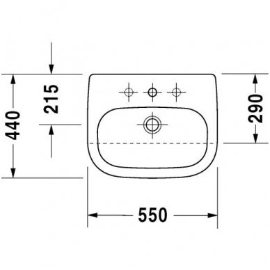 Duravit dalinai įmontuojamas praustuvas 550x440 D-Code 033955 2