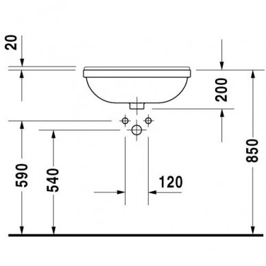 Duravit dalinai įmontuojamas praustuvas 550x460 Starck 3 031055 3