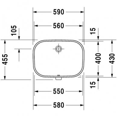 Duravit iš apačios montuojamas praustuvas 560x400 D-Code 033856 2