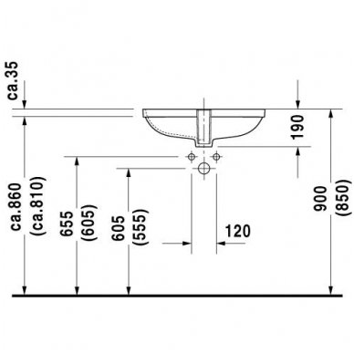 Duravit iš apačios montuojamas praustuvas 560x400 D-Code 033856 3