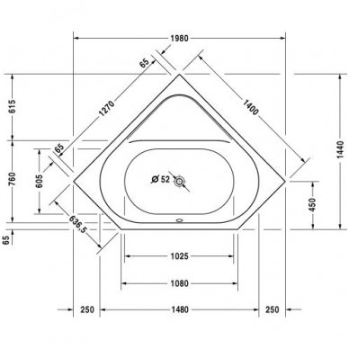 Duravit kampinė vonia D-Code 1400x1400 700137 2