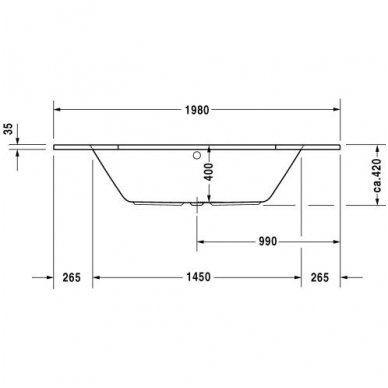 Duravit kampinė vonia D-Code 1400x1400 700137 3