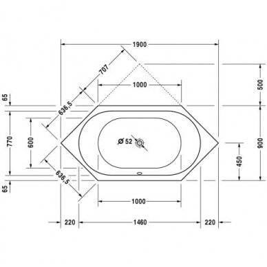 Duravit kampinė vonia D-Code 1900x1900 700138 2