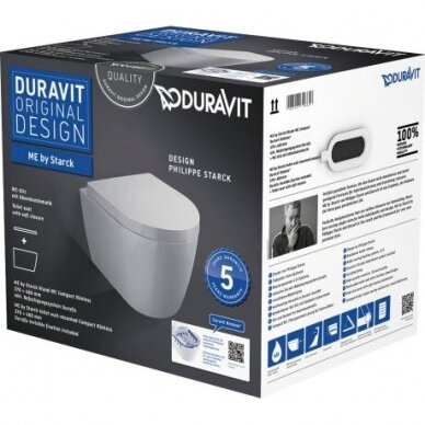 Duravit pakabinamas WC su dangčiu ME by Starck Compact Rimless 2