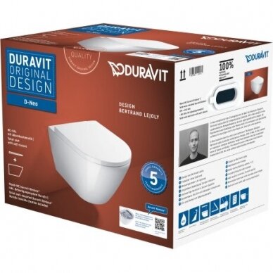 Duravit pakabinamas WC su dangčiu D-NEO Rimless 6