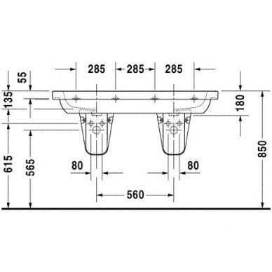 Duravit dvigubas praustuvas 1200x480 D-Code 034812 3