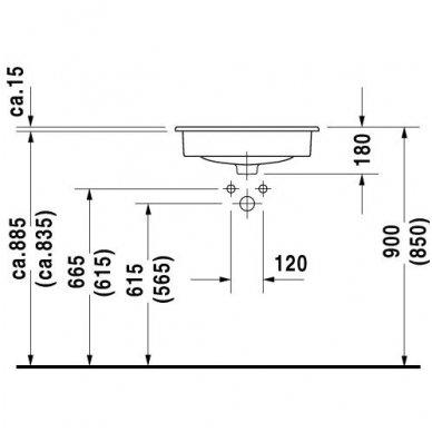 Duravit įleidžiamas praustuvas 545x435 D-Code 033754 3