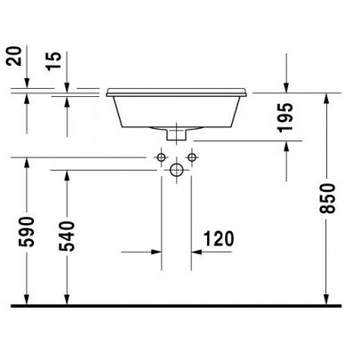 Duravit įleidžiamas praustuvas 560x460 Starck 3 030256 3