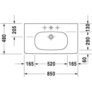 Duravit praustuvas 850x480 D-Code 034285 2