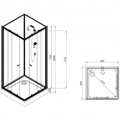Duschy kvadratinė dušo kabina / Boksas 800x800 5500 3