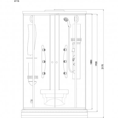 Duschy pusapvalė masažinė garo kabina / Boksas 1030x1030 6116 2