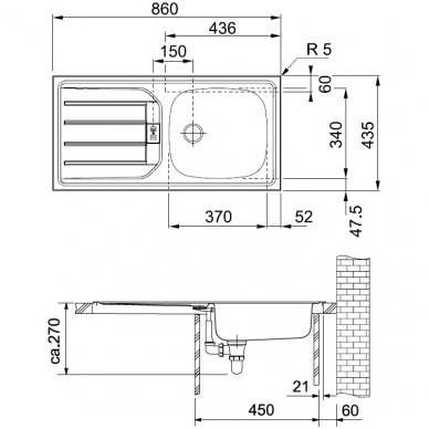 Franke plautuvė Euroset ESN 614 2