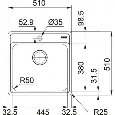 Franke plautuvė Bell BCX 610-51 2