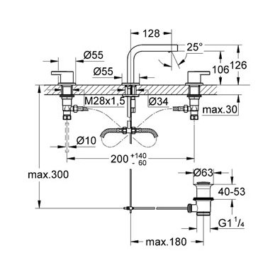 Grohe 3 dalių maišytuvas praustuvui Lineare 2