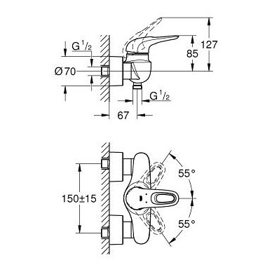 Grohe maišytuvas dušui EUROSTYLE 2