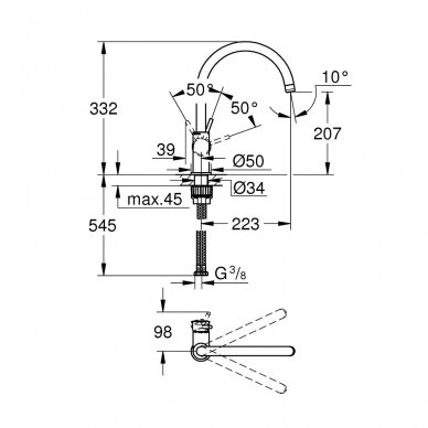 Grohe maišytuvas plautuvei BauClassic 2