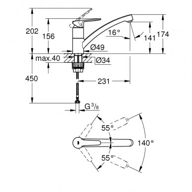 Grohe maišytuvas plautuvei BauEco 3