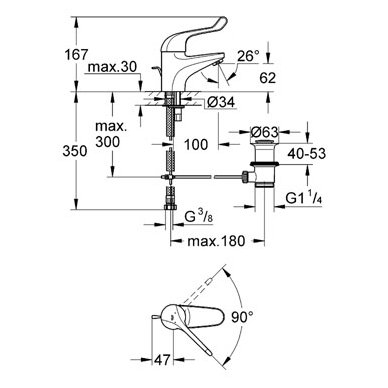 Grohe maišytuvas praustuvui Euroeco Special 2