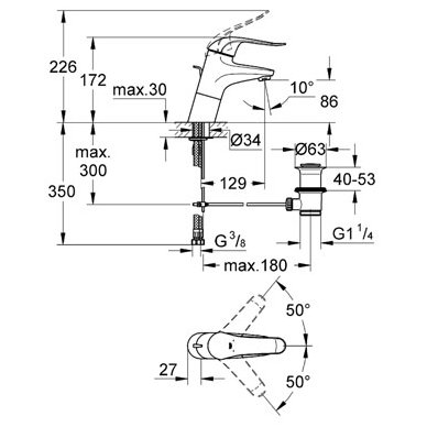 Grohe maišytuvas praustuvui Euroeco Special 2