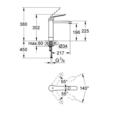 Grohe maišytuvas praustuvui Euroeco Special 2