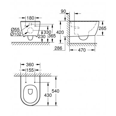 Grohe pakabinamas WC Essence Rimless 2