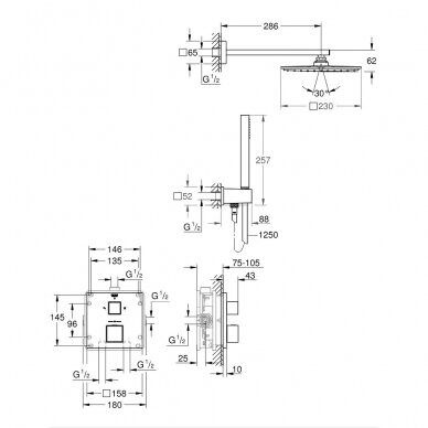 Grohe potinkinis dušo komplektas Grohtherm Cube Rainshower Allure 230 2