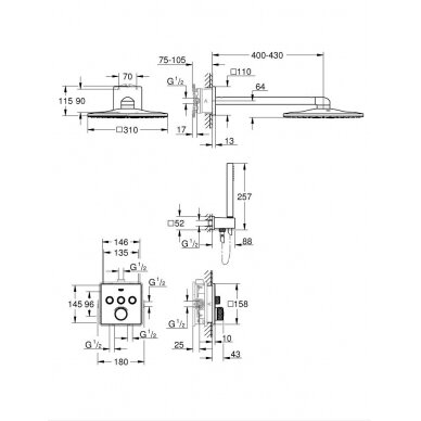 Grohe potinkinis dušo komplektas Grohtherm SmartControl 2