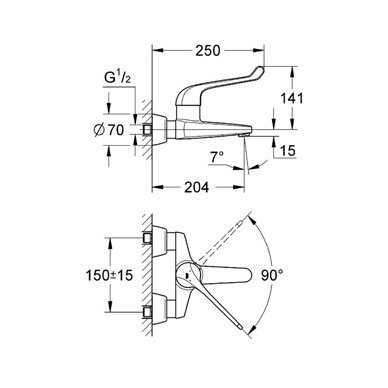 Grohe potinkinis maišytuvas praustuvui Euroeco Special 2