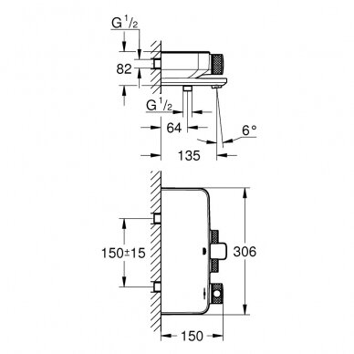 Grohe termostatinis maišytuvas voniai Grohtherm SmartControl 2