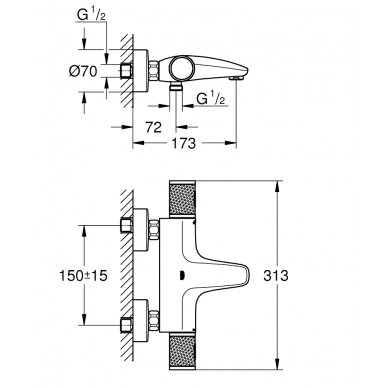 Grohe termostatinis maišytuvas voniai Grohtherm 1000 Performance  3