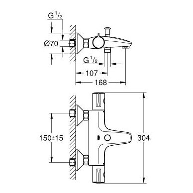 Grohe termostatinis maišytuvas voniai/dušui Grohtherm 800 2