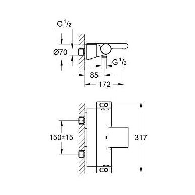 Grohe termostatinis maišytuvas voniai Grohtherm 2000 2