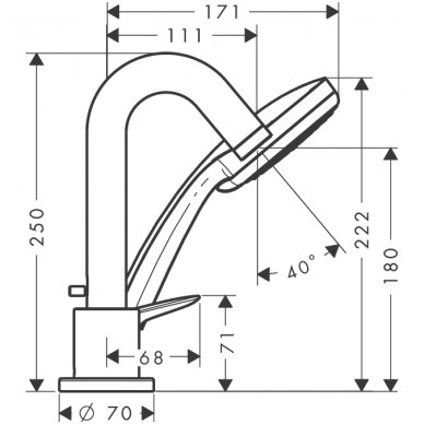 Hansgrohe 3 dalių maišytuvas voniai Logis 71313000 2