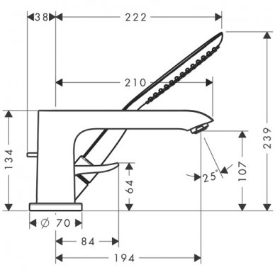 Hansgrohe 3 dalių maišytuvas voniai Metris 31190000 2