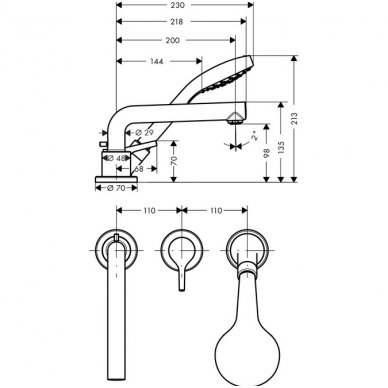 Hansgrohe 3 dalių maišytuvas voniai Talis S 72416000 2