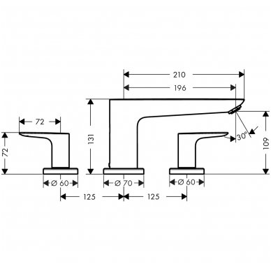 Hansgrohe 3 dalių maišytuvas voniai Talis E 71747000 2