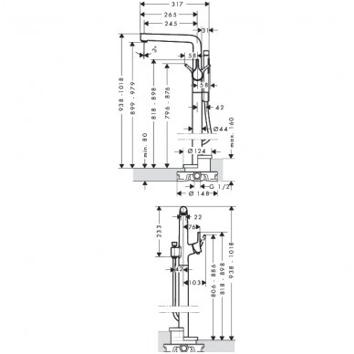 Hansgrohe grindinis maišytuvas voniai Talis S 72412000 2