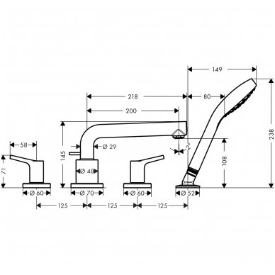 Hansgrohe 4 dalių maišytuvas voniai Talis S 72419000 2