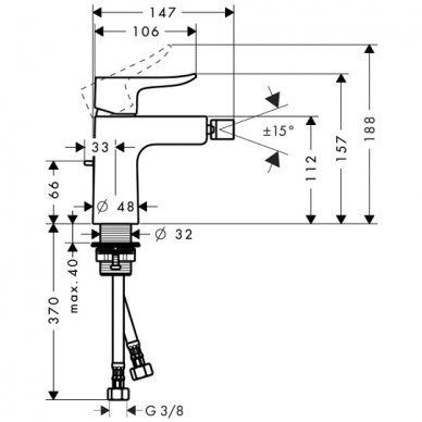 Hansgrohe bide maišytuvas su ventiliu Metris 31280000 2