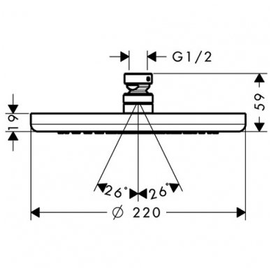 Hansgrohe dušo galva Croma 220 Air 1jet 26464000 2