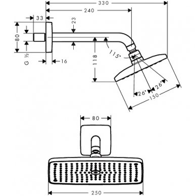 Hansgrohe dušo galva Raindance E 240 Air 1jet 27370000 2