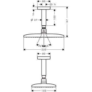 Hansgrohe dušo galva Raindance E 240 Air 1jet 27380000 2